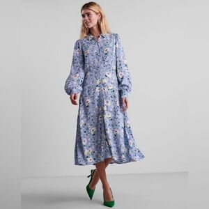 YAS Janey Midi Floral Print Shirt Dress